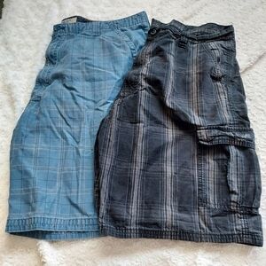 2 Wrangler Black/Gray & Blue Cargo Shorts Outdoor Durable Waist 40 Normcore